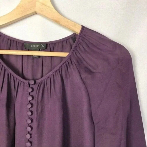 J. Crew Sosie Purple Silk Long Sleeve Blouse 2 - Picture 3 of 4